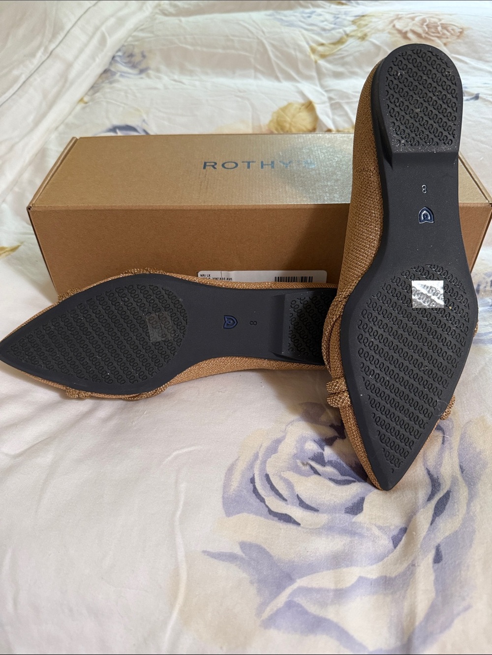 Rothy's Metallic Tan Knot-Front Pointed Flats - Picture 3 of 3